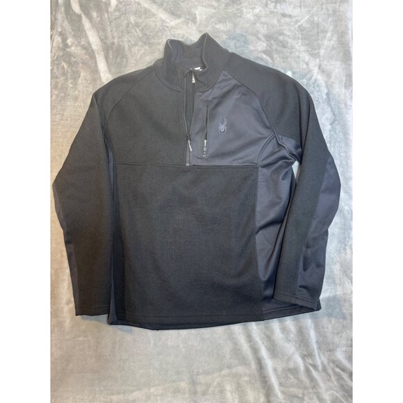 Spyder Mens Black Quarter-Zip Pullover Jacket Size X Polyester Fleece - Picture 8 of 16